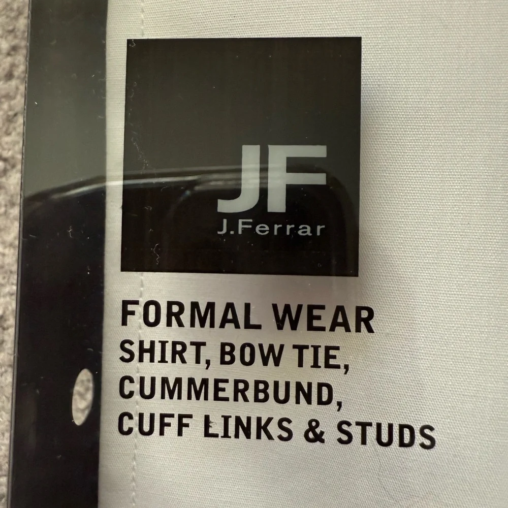 J. Ferrar Tuxedo Bundle Men’s Shirt, Cummerbund, Cuffs, Bowtie, Studs New Sz 16 - Picture 4 of 4